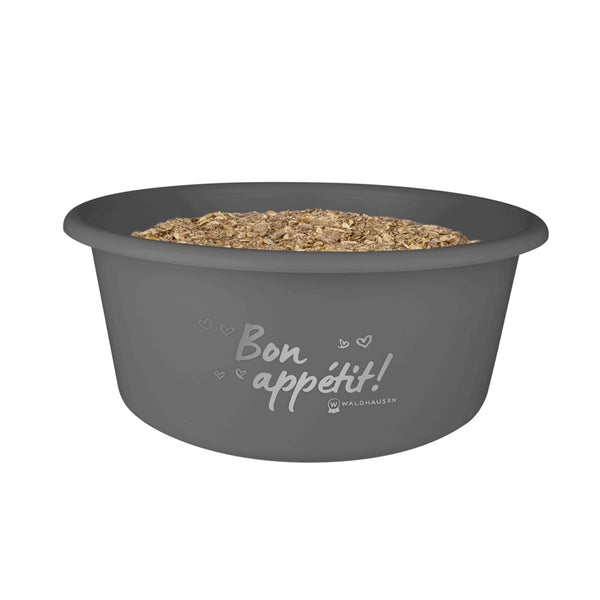 Futter-Schale mit Deckel "Bon Appetit" in Grau | Fütterung, Pferd