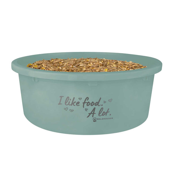 XL Futter-Schale mit Deckel "I like food. A lot." in Mistel | Fütterung, Pferd