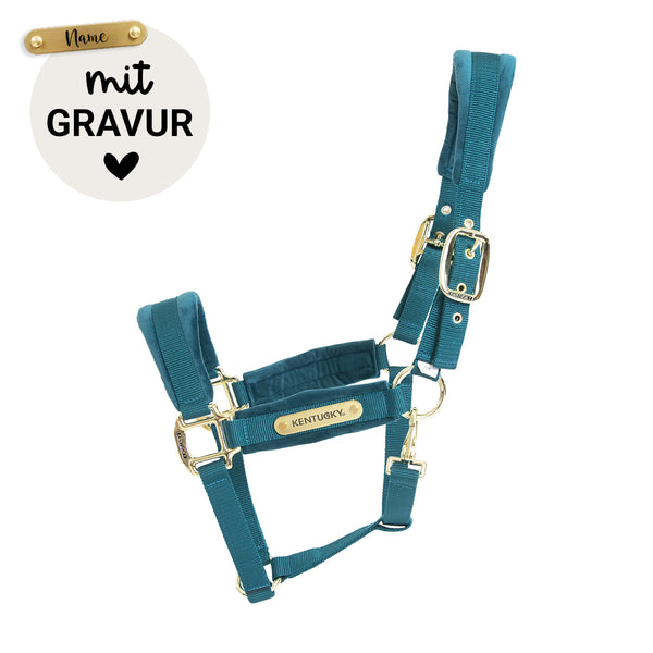 Kentucky Halfter mit Gravur | Velvet Halfter Emerald | Kentucky Horsewear