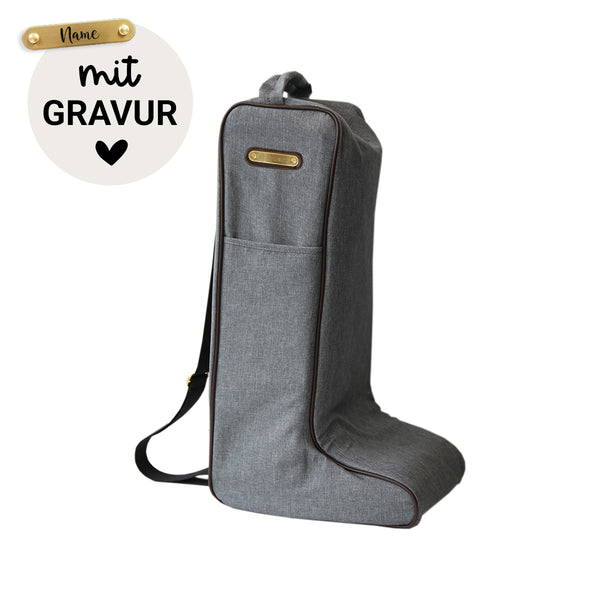 Kentucky Stiefeltasche mit Gravur | Stiefeltasche Grau | Kentucky Horsewear