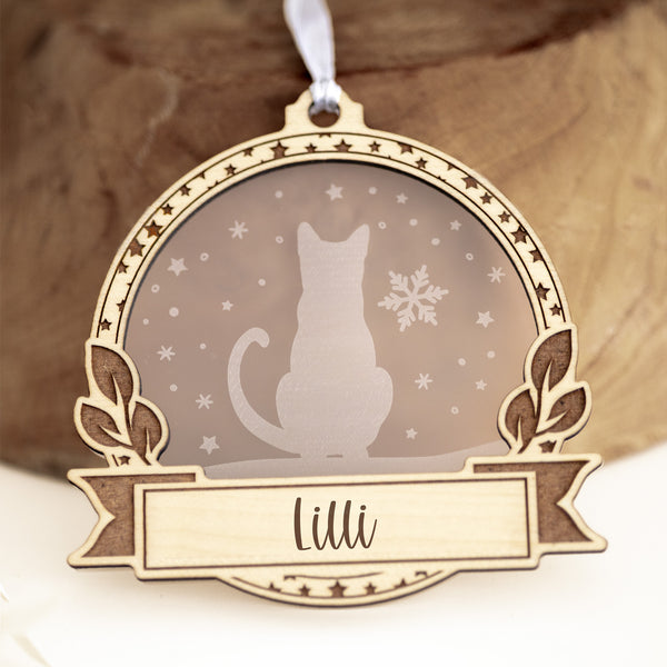 3D-Anhänger für den Weihnachtsbaum "Katze" mit Wunschtext | Baumanhänger, Weihnachten, Geschenk