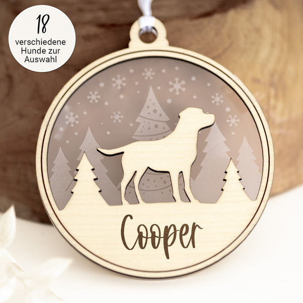 3D-Anhänger für den Weihnachtsbaum "Hunde-Silhouette" mit Wunschtext | Baumanhänger, Weihnachten, Geschenk