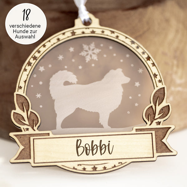 3D-Anhänger für den Weihnachtsbaum "Hunde-Silhouette" mit Wunschtext | Baumanhänger, Weihnachten, Geschenk