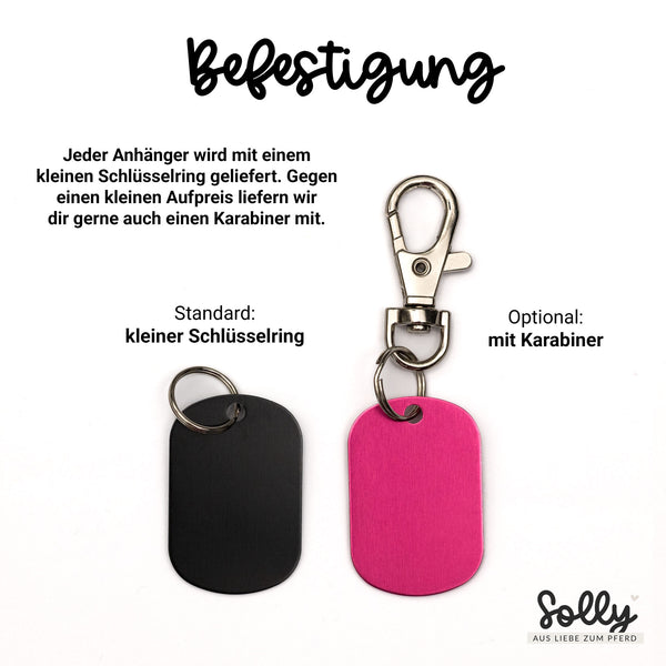 Notfall-Anhänger Halfter "Design #1" mit Wunschgravur | personalisiert | neun Farben | Geschenk, Trensenmarke, Glücksbringer