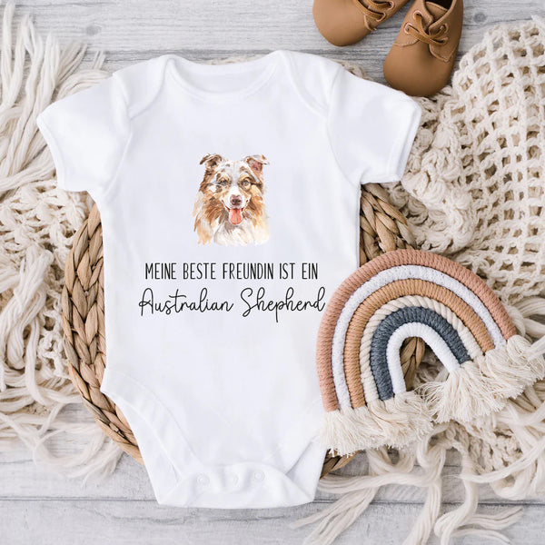 Body Strampler "Meine beste Freundin ist ein Australian Shepherd" | Baby, Geburt, Geschenk, Hund