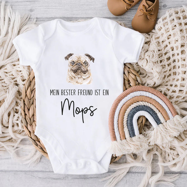 Body Strampler "Mein bester Freund ist ein Mops" | Baby, Geburt, Geschenk, Hunde