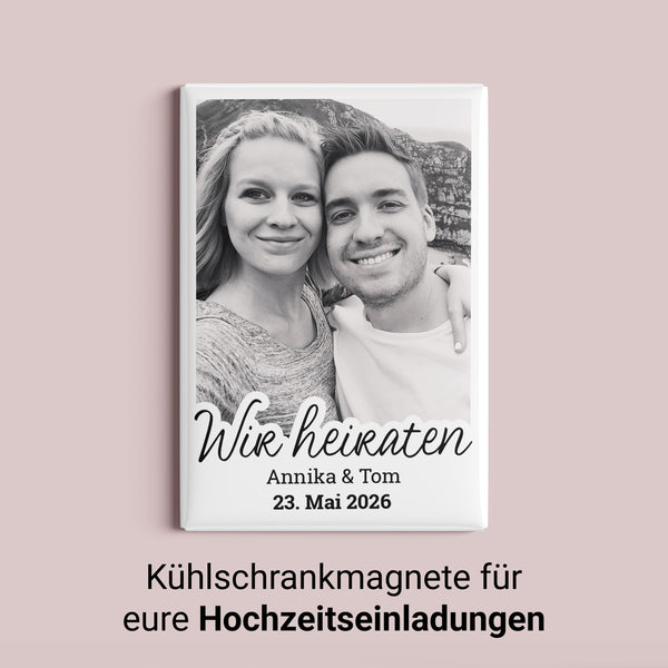 Fotomagnet mit eurem Bild für Hochzeitseinladungen & Save the Date mit Wunschtext | 54 x 78 mm