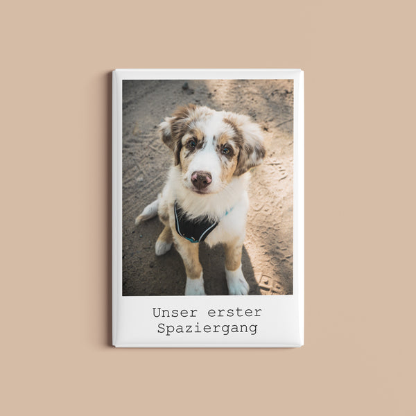 Fotomagnet mit deinem Bild | Design: "Polaroid" | 54 x 78 mm | für den Sattelschank oder Kühlschrank | Pferd & Hund
