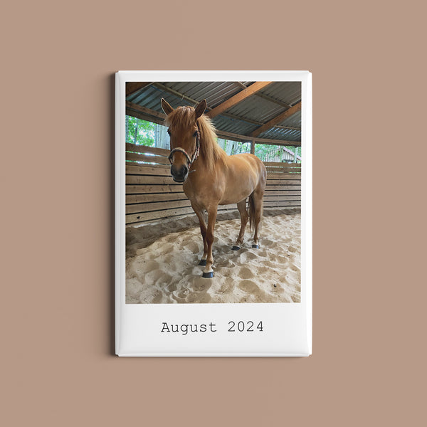 Fotomagnet mit deinem Bild | Design: "Polaroid" | 54 x 78 mm | für den Sattelschank oder Kühlschrank | Pferd & Hund
