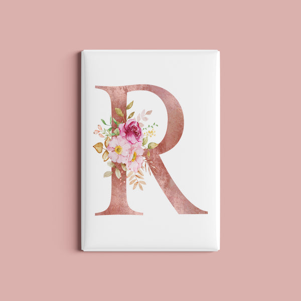 Buchstaben-Magnet | Design: "Rose Flowers" | 54 x 78 mm | für den Sattelschank oder Kühlschrank
