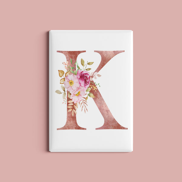 Buchstaben-Magnet | Design: "Rose Flowers" | 54 x 78 mm | für den Sattelschank oder Kühlschrank