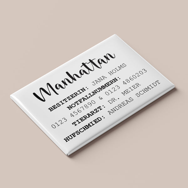 Magnet "Notfall-Infos" für den Sattelschrank | 78 x 54 mm | Pferd, Pony, Islandpferd