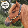 Kentucky Halfter mit Gravur | Leder Halfter Anatomisch Schwarz | Kentucky Horsewear