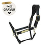 Kentucky Halfter mit Gravur | Leder Halfter Anatomisch Schwarz | Kentucky Horsewear