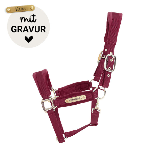 Kentucky Halfter mit Gravur | Velvet Halfter Bordeaux | Kentucky Horsewear