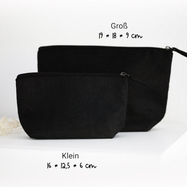 Tasche Filz "Wunschtext + Symbol" personalisiert in Schwarz | 2 Größen | Geschenk, Geburtstag, Kulturbeutel