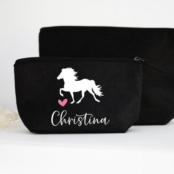 Tasche Filz "Wunschtext" personalisiert in schwarz | Design: "Isländer #1" | 2 Größen | Geschenk, Geburtstag, Kulturbeutel