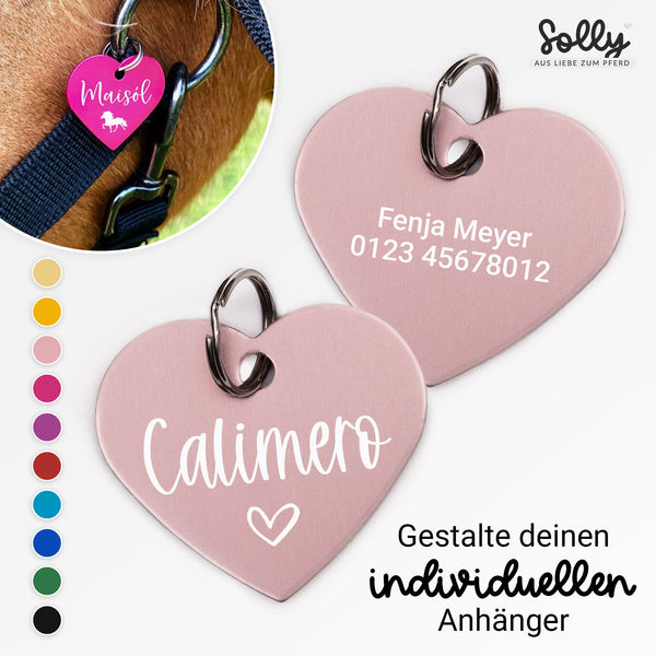 Halfter Anhänger Herz "Wunschwort + Symbol" | personalisiert | 10 Farben | Geschenk, Geschenkidee, Glücksbringer