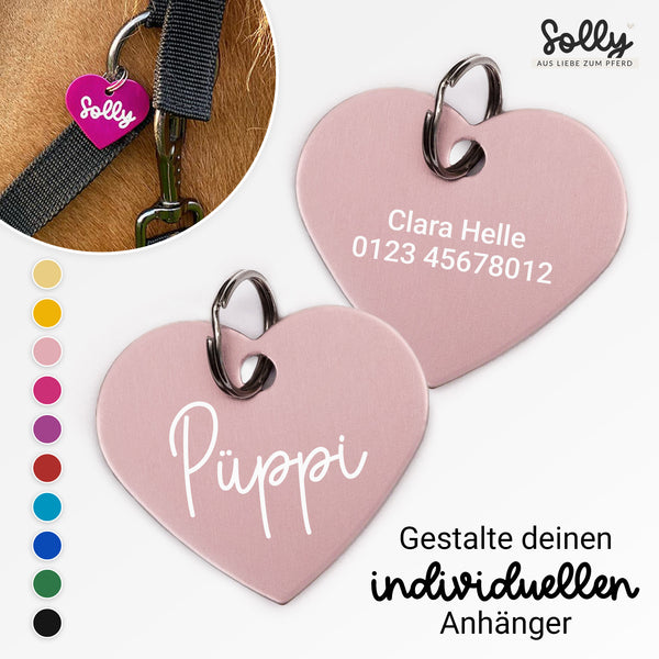 Halfter Anhänger Herz "Wunschwort" | personalisiert | 10 Farben | Geschenk, Geschenkidee, Glücksbringer