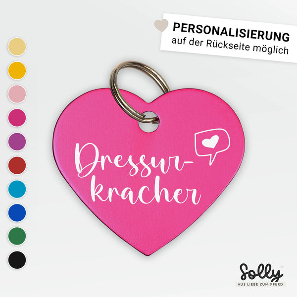 Halfter Anhänger Herz "Dressurkracher" | personalisiert | 10 Farben | Geschenk, Geschenkidee, Glücksbringer