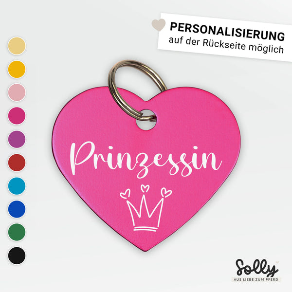 Halfter Anhänger Herz "Prinzessin" | personalisiert | 10 Farben | Geschenk, Geschenkidee, Glücksbringer