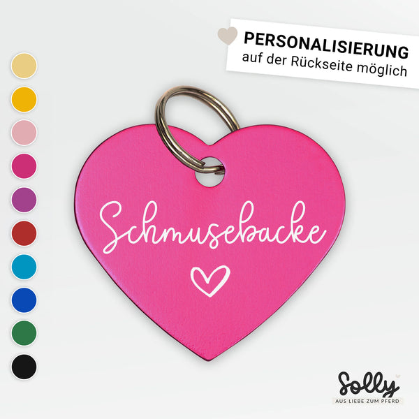 Halfter Anhänger Herz "Schmusebacke" | personalisiert | 10 Farben | Geschenk, Geschenkidee, Glücksbringer