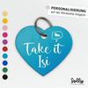 Halfter Anhänger Herz "Take it Isi" | personalisiert | 10 Farben | Geschenk, Geschenkidee, Glücksbringer