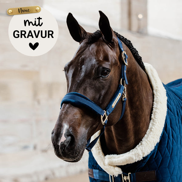 Kentucky Halfter mit Gravur | Velvet Halfter Navy | Kentucky Horsewear