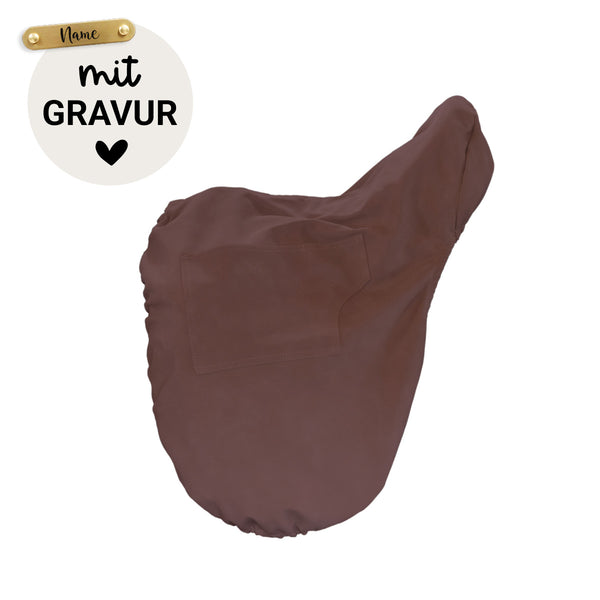 Kentucky Sattelschoner mit Gravur | Sattelschoner Dressursattel in Braun | Kentucky Horsewear