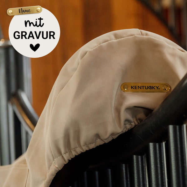 Kentucky Sattelschoner mit Gravur | Sattelschoner Dressursattel in Beige | Kentucky Horsewear