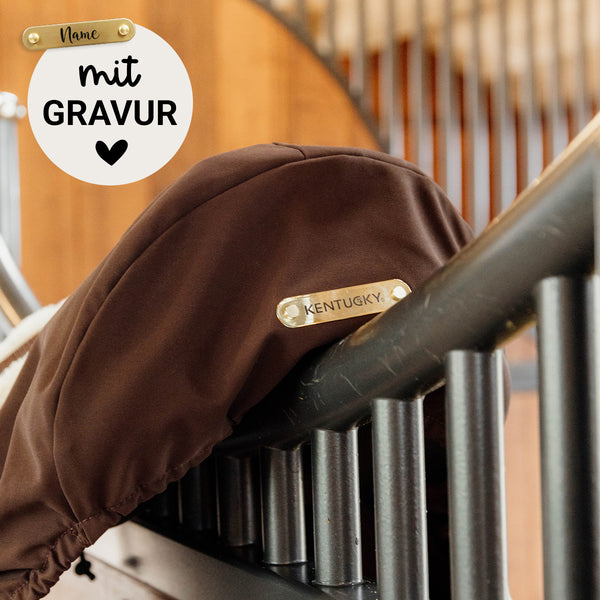 Kentucky Sattelschoner mit Gravur | Sattelschoner Springsattel in Braun | Kentucky Horsewear