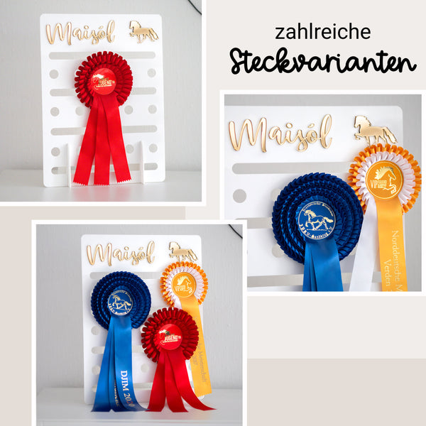 Turnierschleifen-Aufsteller mit Name & Symbol | Schleifen, Turnier, Erinnerungen, Schleifenhalter | Pferd, Islandpferd, Pony | Dressur, Springreiten