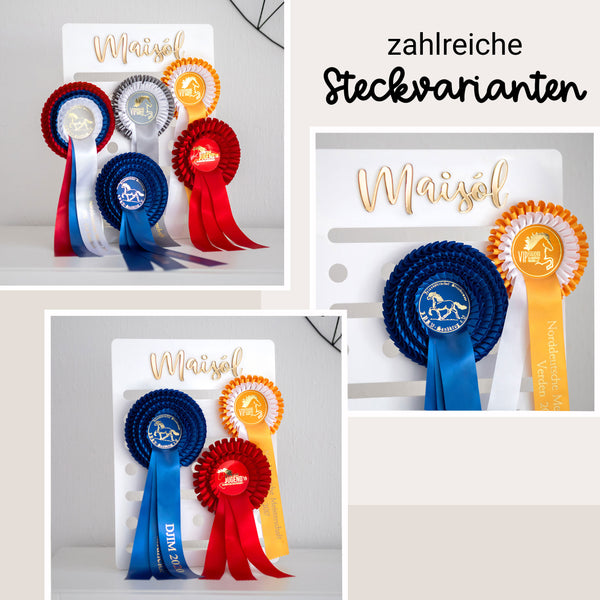 Turnierschleifen-Aufsteller mit Name | Schleifen, Turnier, Erinnerungen, Schleifenhalter | Pferd, Islandpferd, Pony | Dressur, Springreiten