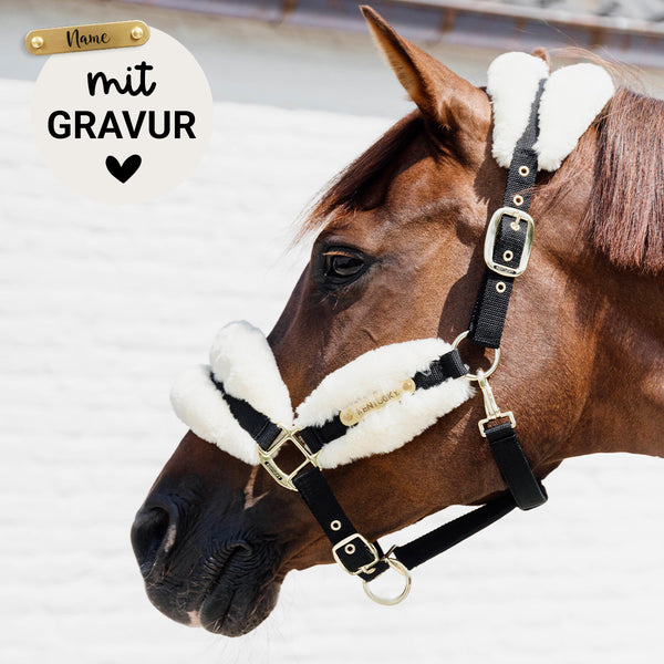Kentucky Horsewear Nylon Kunstfell Sheepskin Halfter Soft | mit GRAVUR