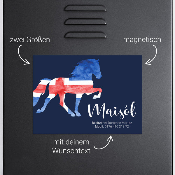 Spindschild magnetisch "Island Tölter" | für den Sattelschank | Islandpferd, Isländer