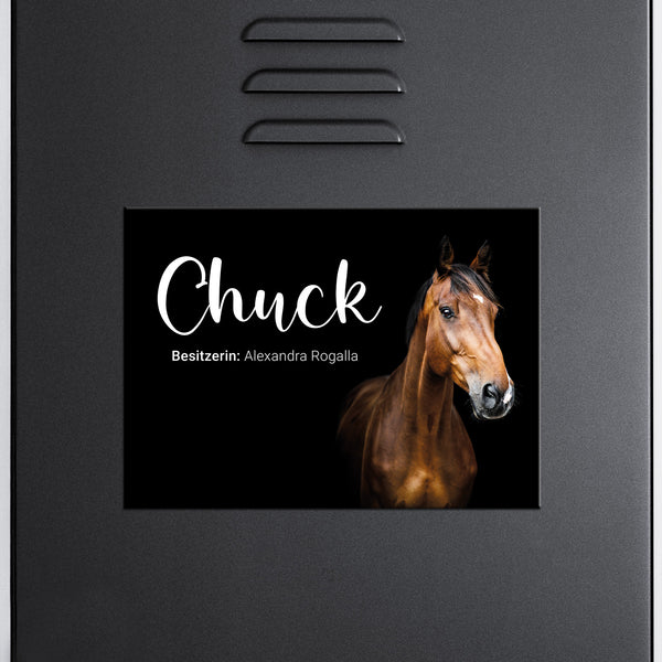 Spindschild magnetisch "Black" mit Foto | für den Sattelschank | Pferd, Islandpferd, Pony