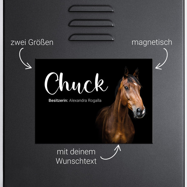Spindschild magnetisch "Black" mit Foto | für den Sattelschank | Pferd, Islandpferd, Pony