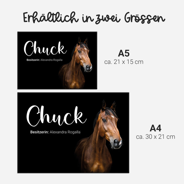 Spindschild magnetisch "Black" mit Foto | für den Sattelschank | Pferd, Islandpferd, Pony
