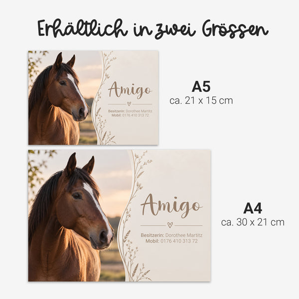 Spindschild magnetisch mit Foto | Design: Creamy Florals | für den Sattelschank | Pferd, Islandpferd, Pony