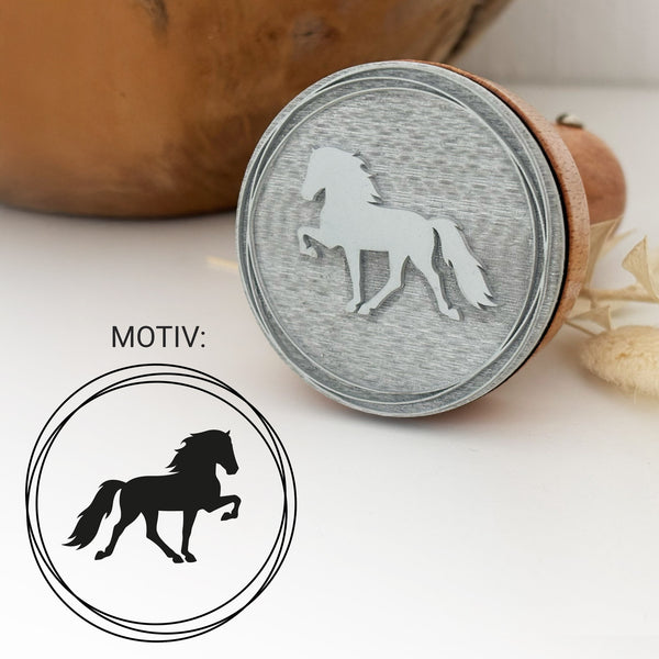 Stempel mit Islandpferd | Design: Kreis I 48 x 48 mm | Isländer, Tölter | Geschenkidee
