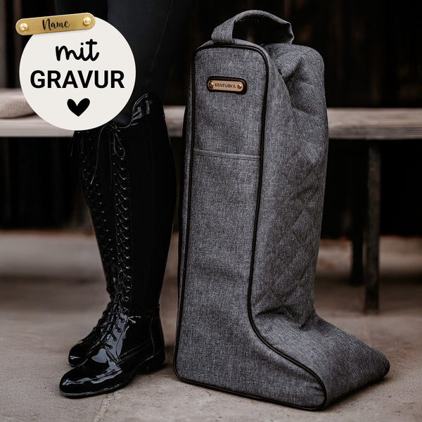Kentucky Stiefeltasche mit Gravur | Stiefeltasche Grau | Kentucky Horsewear