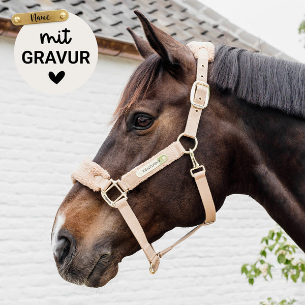 Kentucky Halfter mit Gravur | Teddy Fleece Halfter Beige | Kentucky Horsewear