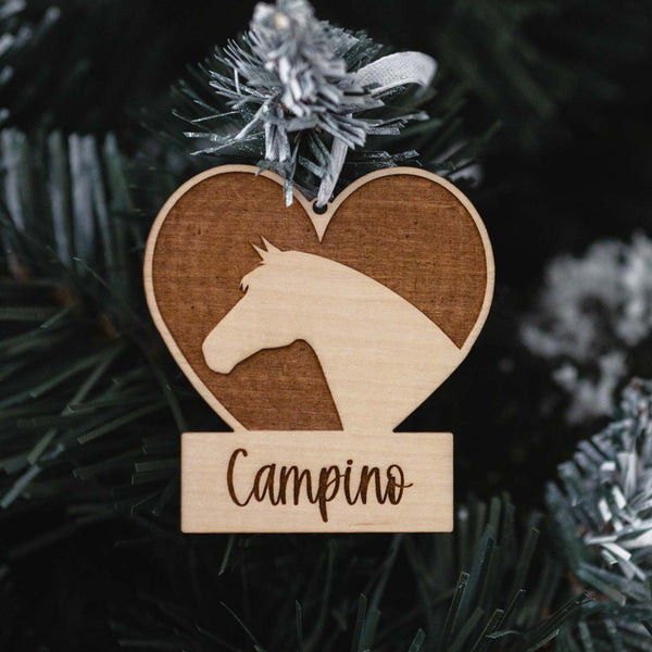 Anhänger "Herz + Pferd #2" mit Wunschtext | Baumanhänger, Weihnachten, Geschenk