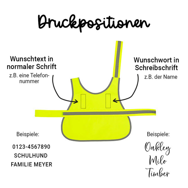 Warnweste Hund mit Name & Wunschtext personalisiert | Sicherheit | 3 Größen