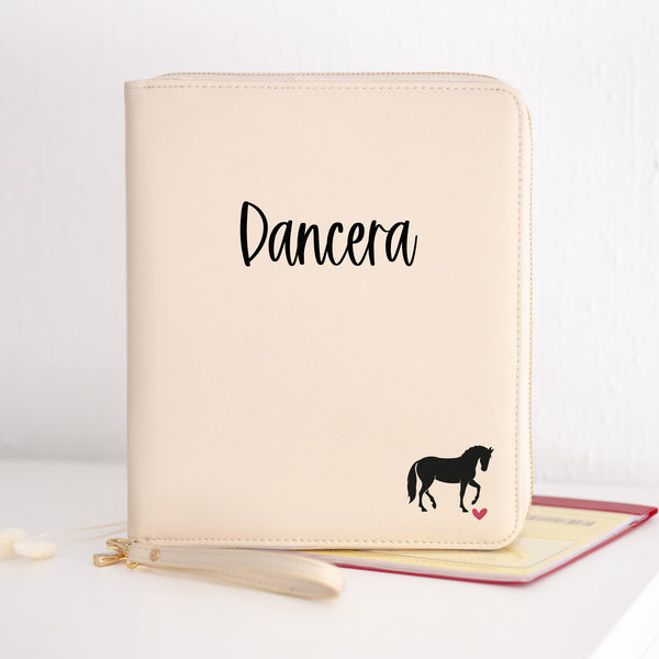 Pferde-Organizer Equidenpasshülle Design "Pferd #1 + Name" | Schwarz, Grau oder Creme