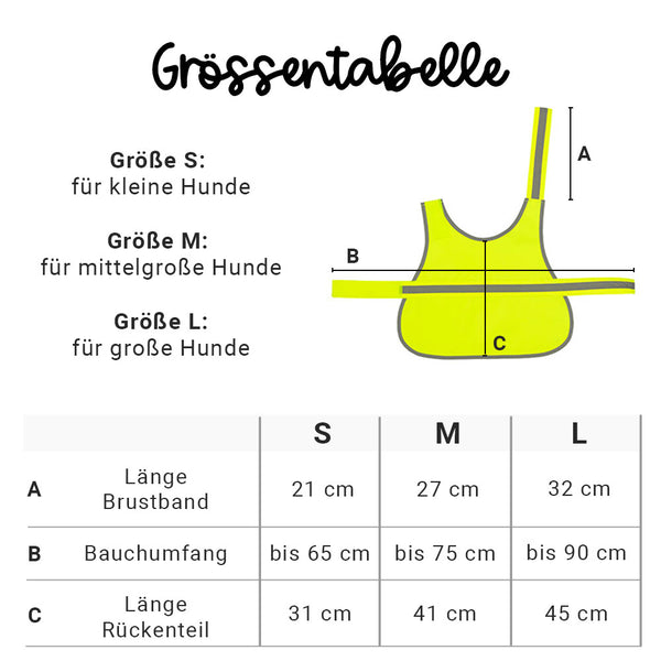 Warnweste Hund mit Name & Wunschtext personalisiert | Sicherheit | 3 Größen