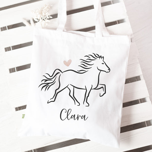 Stofftasche "Isländer + Wunschtext" Baumwolle | personalisiert | Einkaufstasche, Beutel | Geschenk