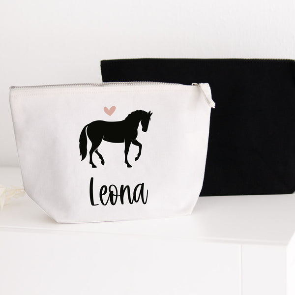 Tasche Baumwolle "Wunschtext" personalisiert | Design: "Pferd #1" | 2 Größen | Geschenk, Geburtstag, Kulturbeutel