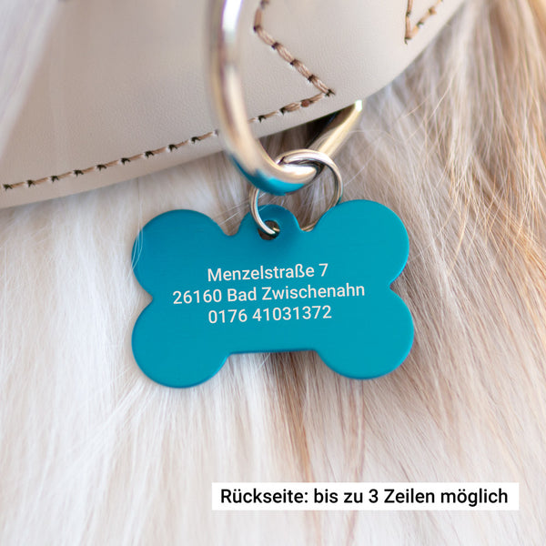 Halsband Anhänger Knochen "Wunschwort" | personalisiert | sieben Farben | Geschenk, Geschenkidee, Glücksbringer, Hund
