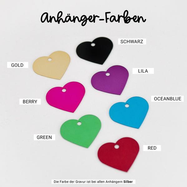 Halsband Anhänger Herz "Wunschwort + Pfote" | personalisiert | sieben Farben | Geschenk, Geschenkidee, Glücksbringer, Hund